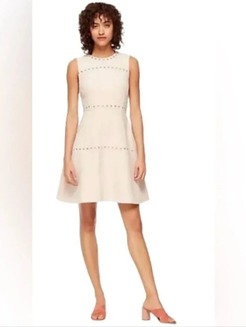 Kate Spade Light Pink A Line Dress With Gold Studs, Sz 6, Great Condition